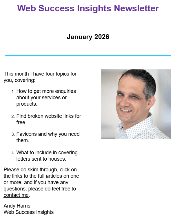 Image of the January 2026 email newsletter